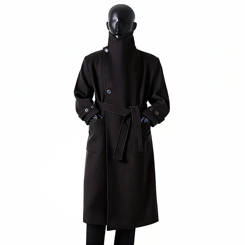 Herren Eleganter Langmantel aus Wollmix mit großzügigem Schalkragen und Krempelmanschetten Shop Nory