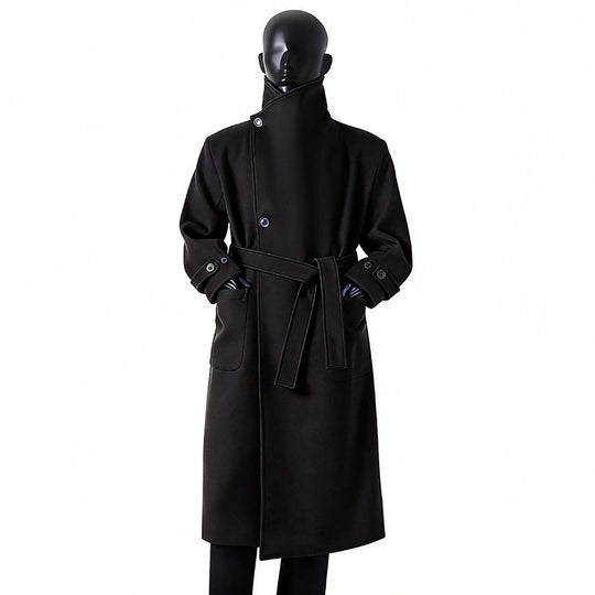 Herren Eleganter Langmantel aus Wollmix mit großzügigem Schalkragen und Krempelmanschetten Shop Nory