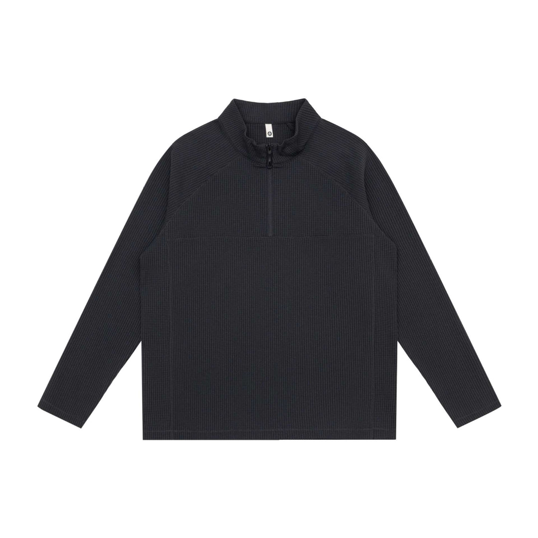 Unisex Waffelstrick-Halbzip-Pullover mit Troyerkragen und Raglanärmeln Shop Nory