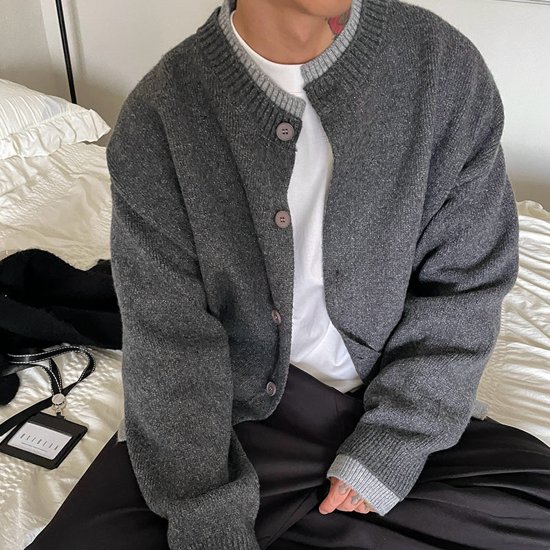 Herren Strickjacke mit Rundhalsausschnitt und Knöpfen Shop Nory