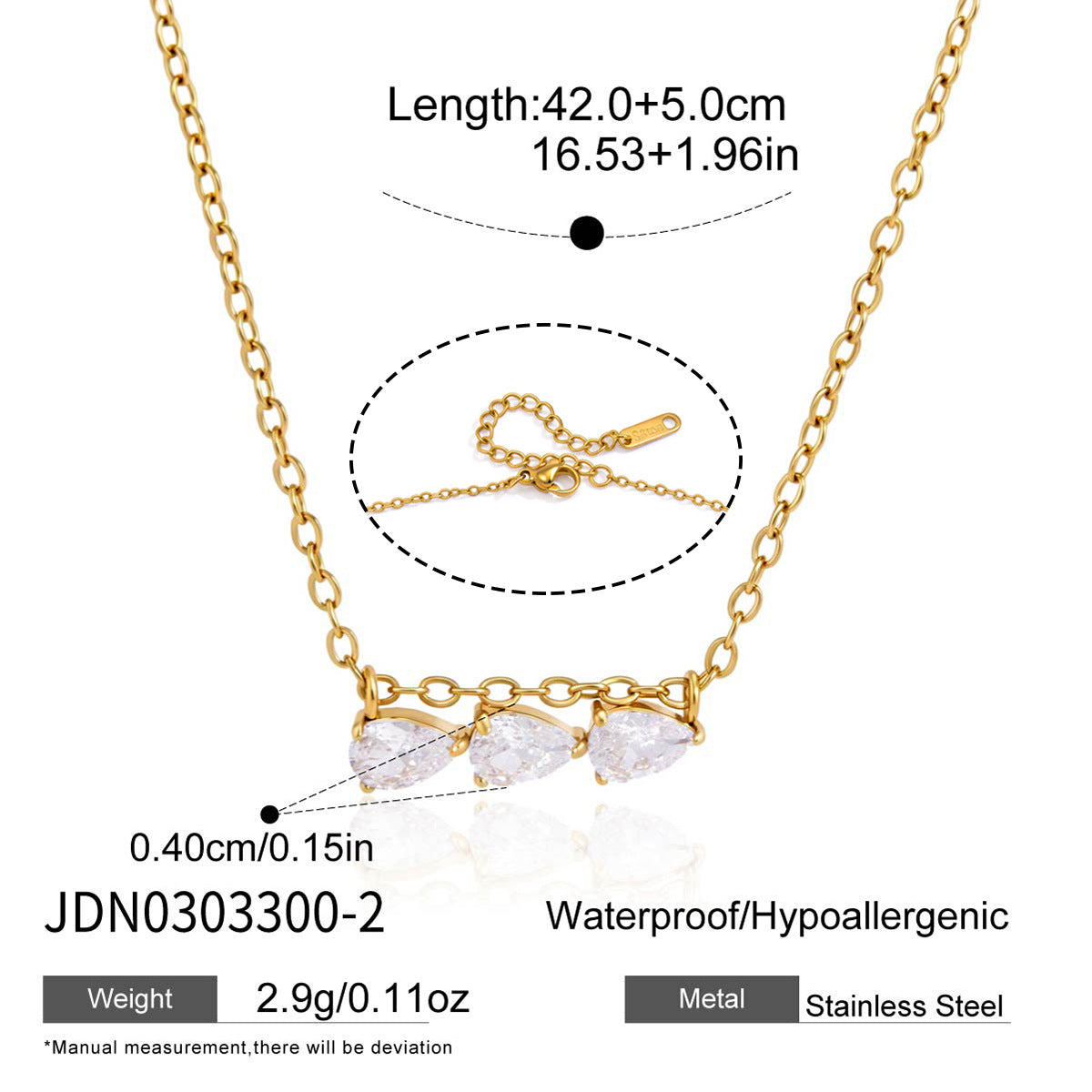 Damen Halskette mit funkelnden Zirkonia und verstellbarem Edelstahlverschluss Shop Nory