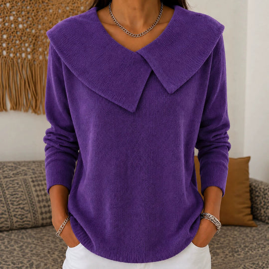 Damen Grobgestrickter Strickpullover mit übergroßem Matrosenkragen Shop Nory