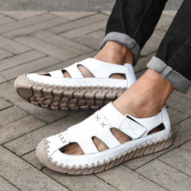 Herren Atmungsaktive Leder-Sandalen mit rutschfester Sohle
