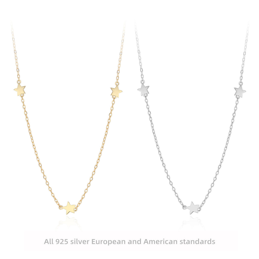 Damen Halskette mit funkelnden Sternenanhängern aus 925 Sterling Silber Shop Nory