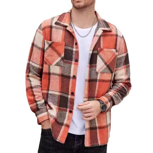 Herren lässige Karomuster Hemdjacke