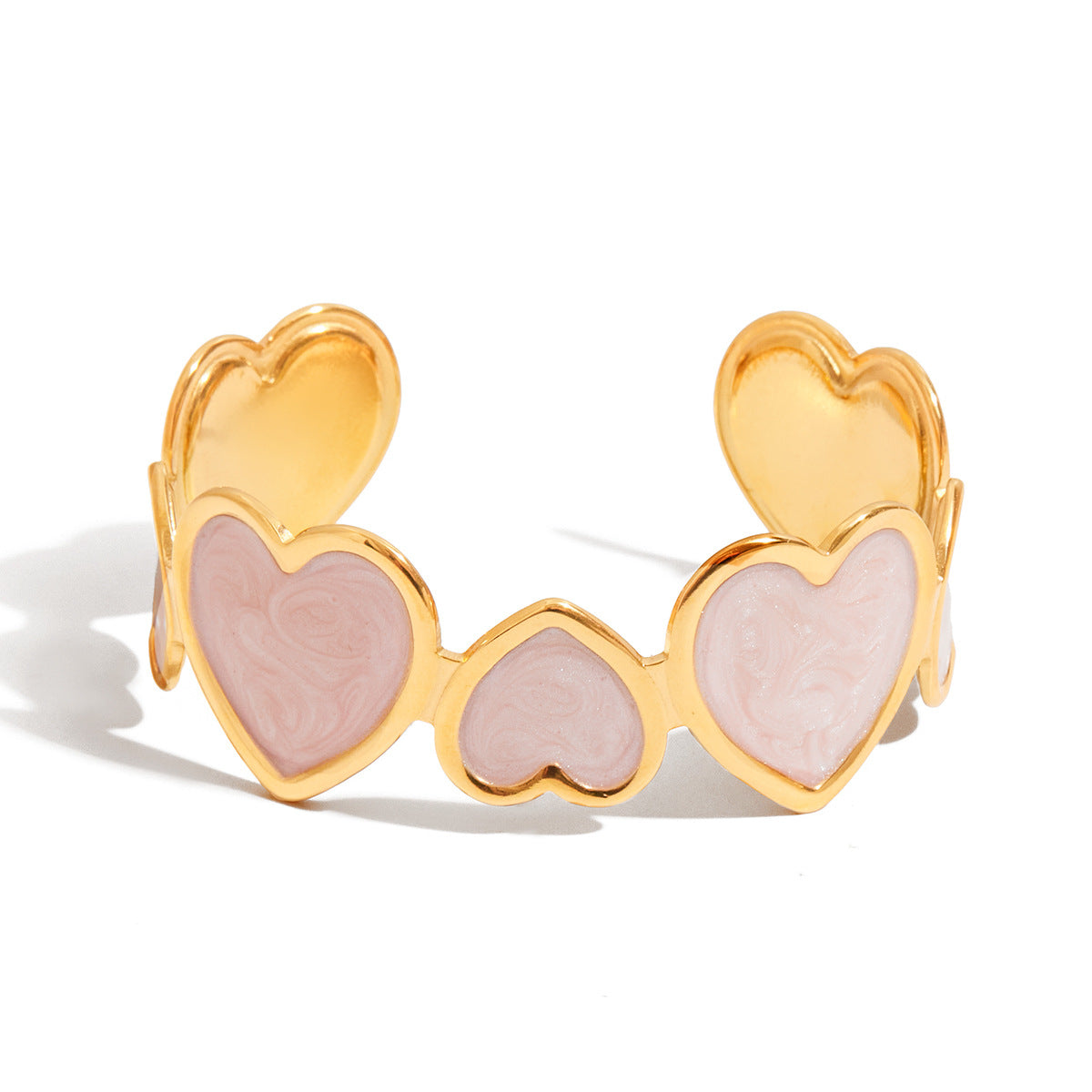 Damen Offenes Armband mit floralen Herzmotiven aus hypoallergenem Edelstahl Shop Nory