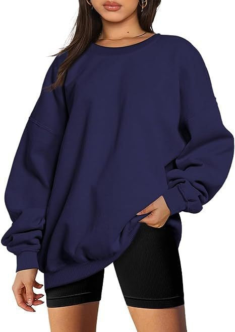 Damen nan extralanger Oversize-Sweatpullover mit Ballonärmeln, geripptem Saum und angerauter Innenseite Shop Nory