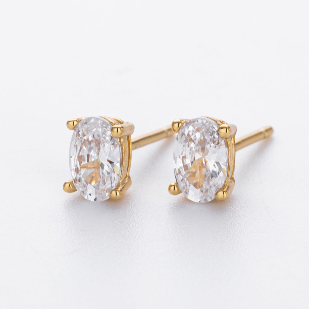 Damen Ohrstecker mit elegantem ovalem Zirkon und hochwertigem 925 Sterling Silber Shop Nory