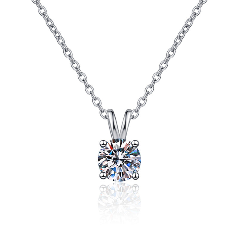 Damen Halskette mit funkelndem Zirkonia-Anhänger und feiner Silberkette Shop Nory