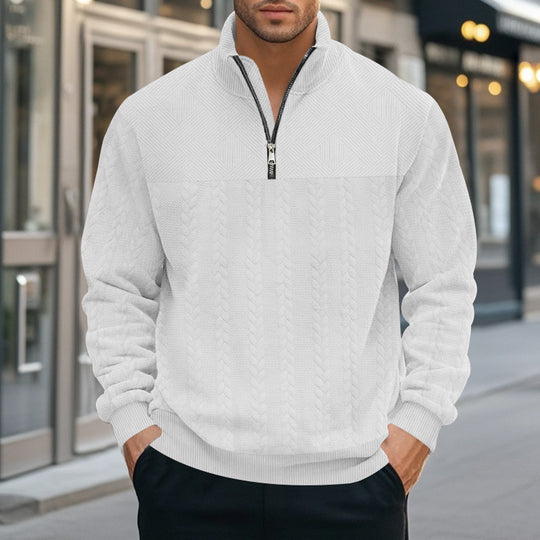 Herren Halbzip-Pullover mit Zopfstrick-Optik und Strukturpaneelen Shop Nory