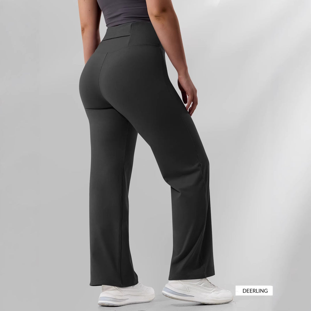 Damen High-Waist Bootcut-Yogahose mit formender Rückenpasse und weitem Bein Shopy Nory