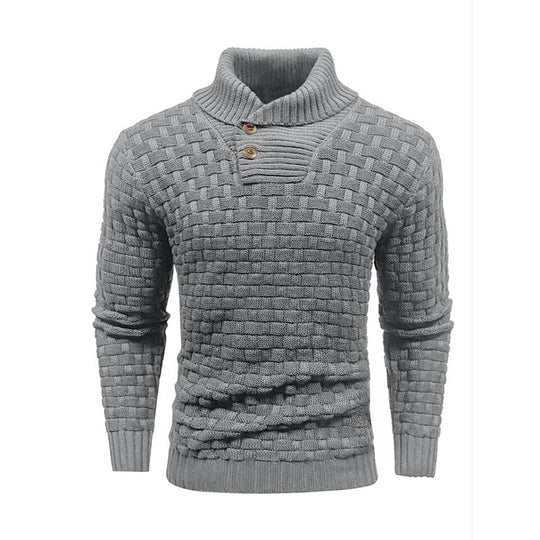 Herren nan strukturierter Strickpullover mit hochschließendem Stehkragen und Zierknopfleiste Shop Nory