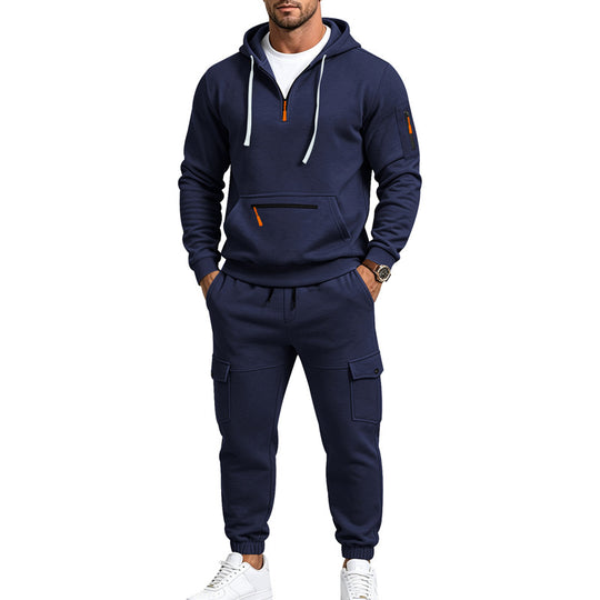 Herren Kapuzen-Sweatset mit Halbzip, Cargo-Jogger und Utility-Taschen Shop Nory