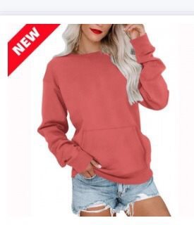 Damen Lockeres Sweatshirt mit Rundhalsausschnitt und Kängurutasche Shop Nory