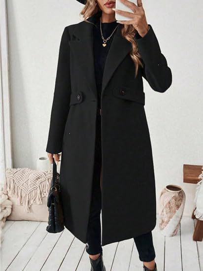 Damen Midilanger Wollmix-Mantel mit Taillenpatte und klassischem Revers Shop Nory