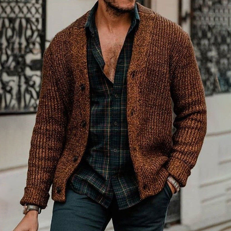 Herren Grobstrick-Cardigan mit Knopfleiste und markanter Rippenstruktur Shop Nory