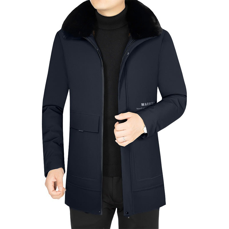 Herren Wärmender Kurzmantel mit abnehmbarem Kunstfellkragen und gesteppter Thermofütterung Shop Nory