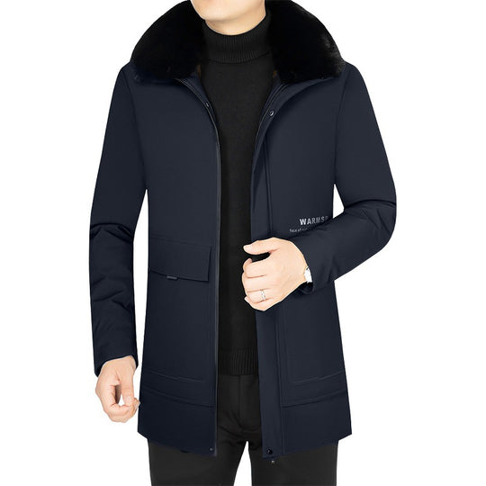 Herren Wärmender Kurzmantel mit abnehmbarem Kunstfellkragen und gesteppter Thermofütterung Shop Nory