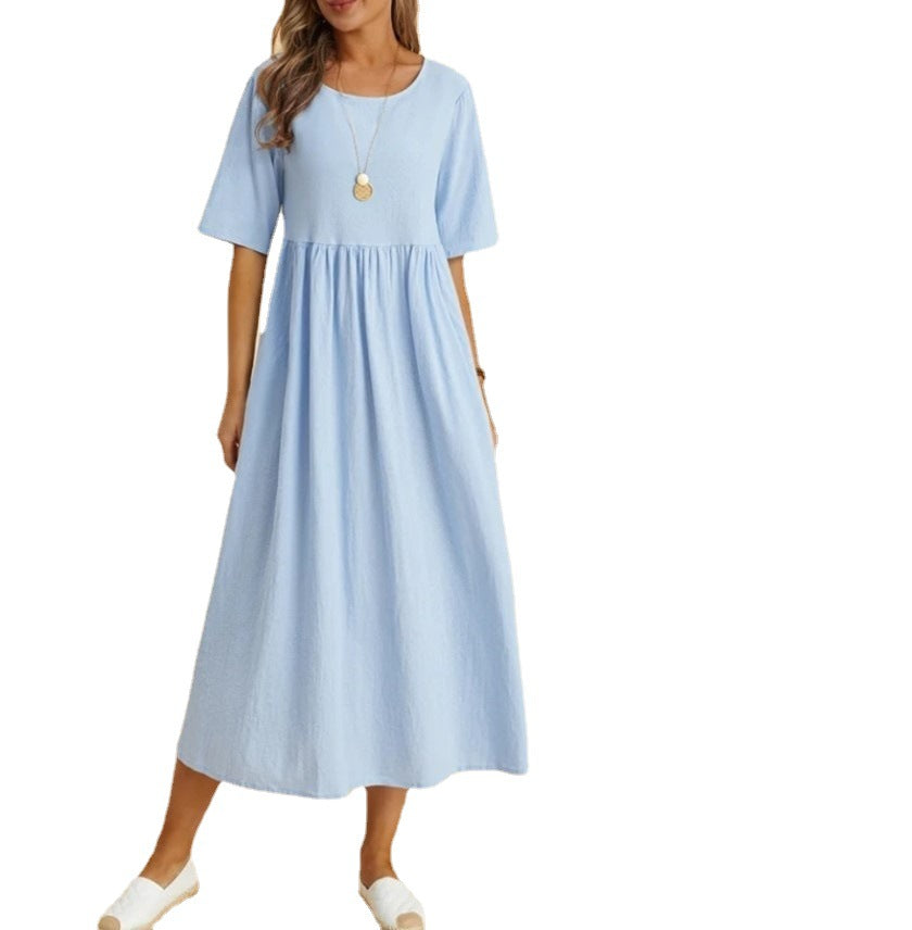 Damen Maxikleid mit lässigem Schnitt und Kurzärmeln