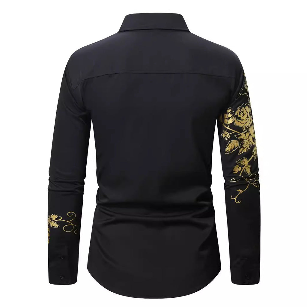 Herren Elegantes Hemd mit floralen Akzenten und glänzenden Details