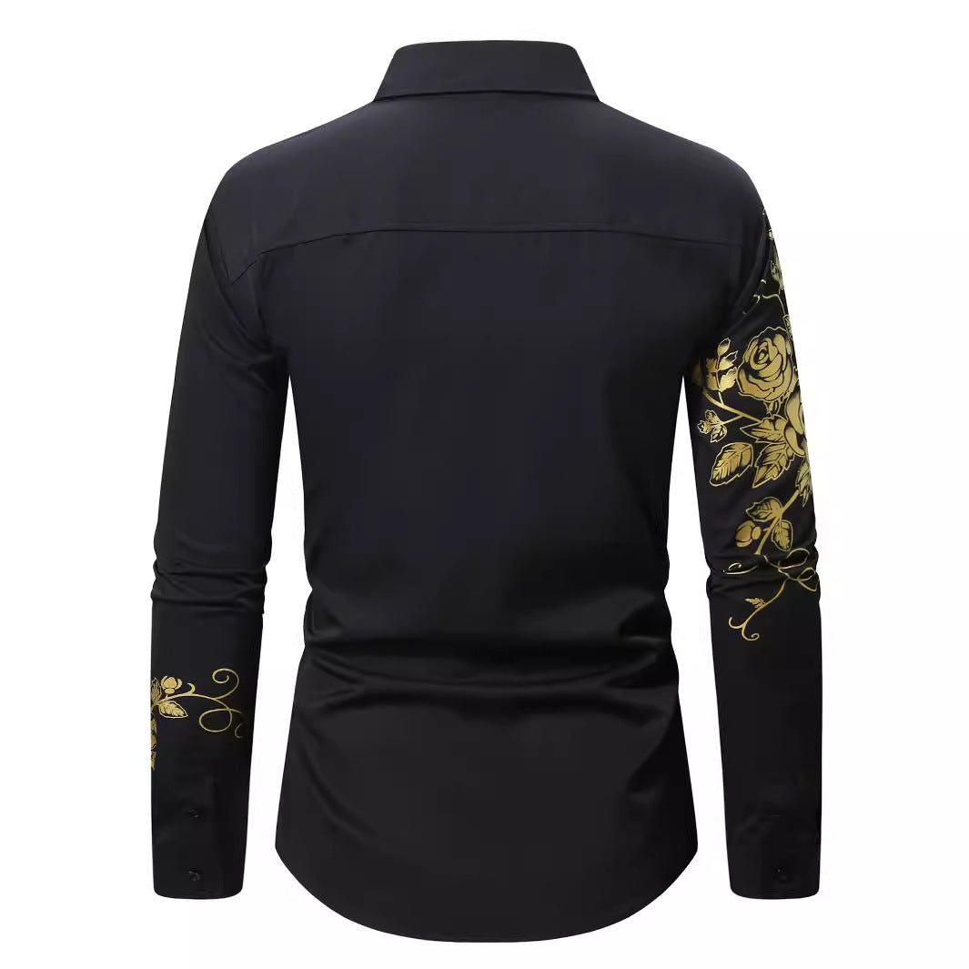 Herren Elegantes Hemd mit floralen Akzenten und glänzenden Details