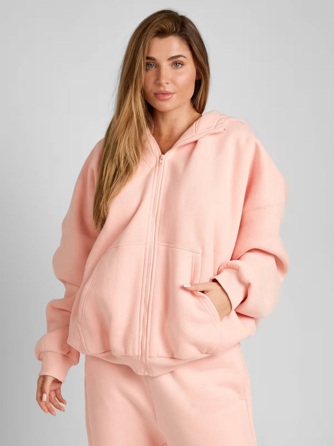 Damen Oversized Kapuzenjacke mit gemütlicher Passform und tiefen Taschen Shopnory