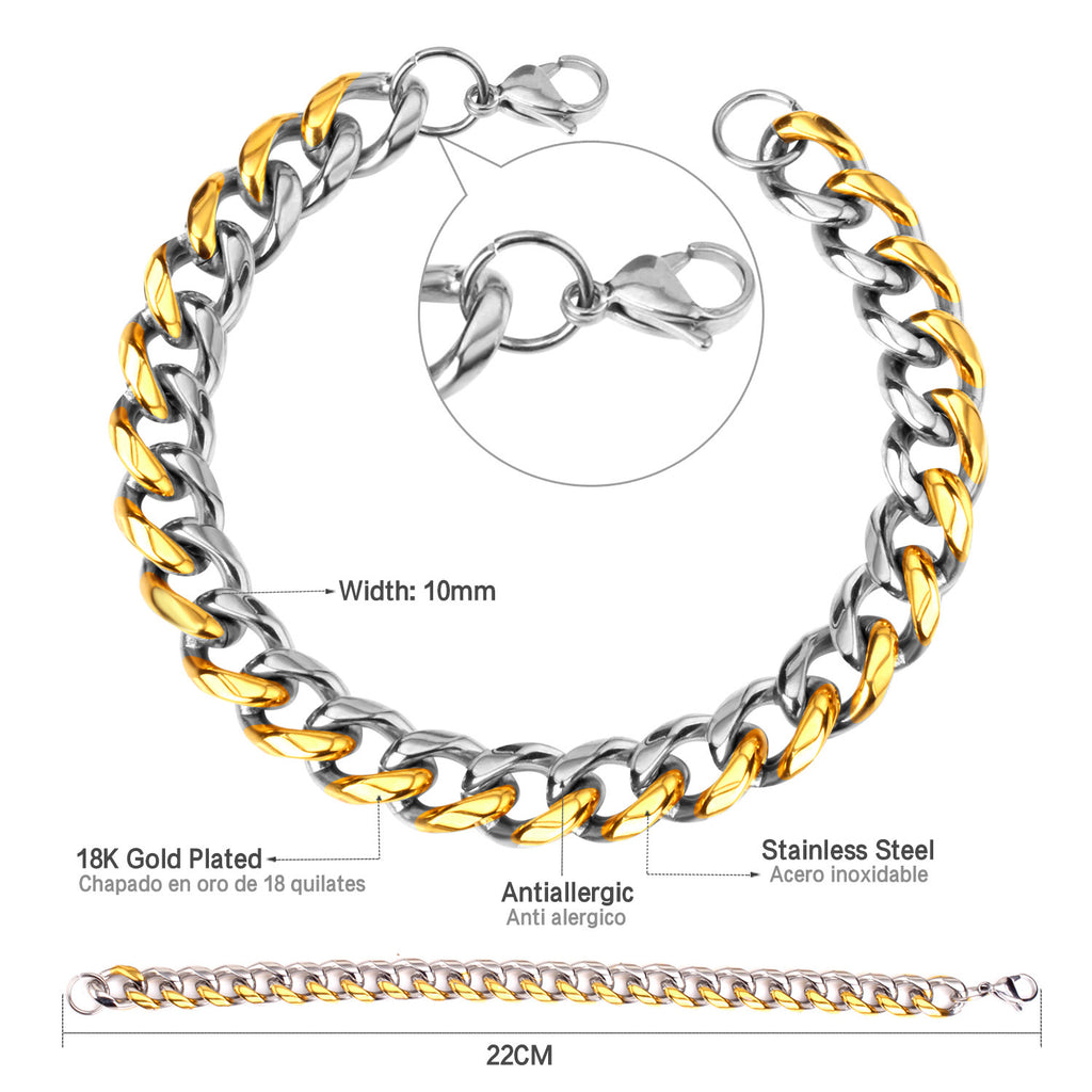 Damen Edelstahl Armband mit goldplattierter Kettenstruktur Shop Nory