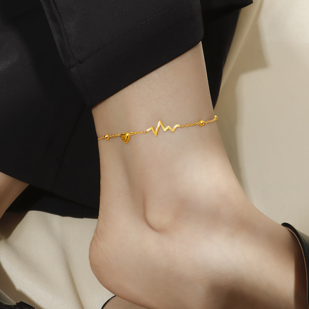 Damen zarte Fußkette mit herzförmigem und pulsierendem Design Shop Nory