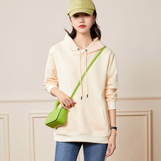 Damen Oversize-Kapuzenpullover aus Baumwoll-Mix mit Kängurutasche und gerippten Bündchen Shop Nory