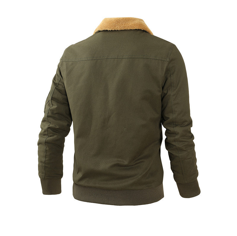 Herren Canvas-Bomberjacke mit Teddykragen und aufgesetzten Pattentaschen Shop Nory