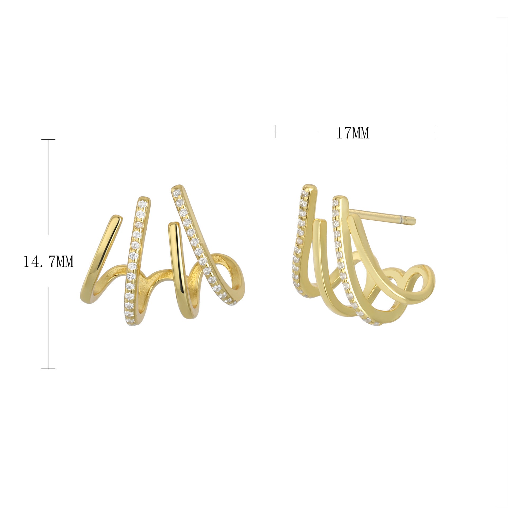 Damen Ohrstecker mit geschwungenem Design und funkelnden Kristalldetails Shop Nory