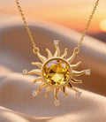 Damen Halskette mit Sonnenanhänger und funkelnden Kristallen Shop Nory