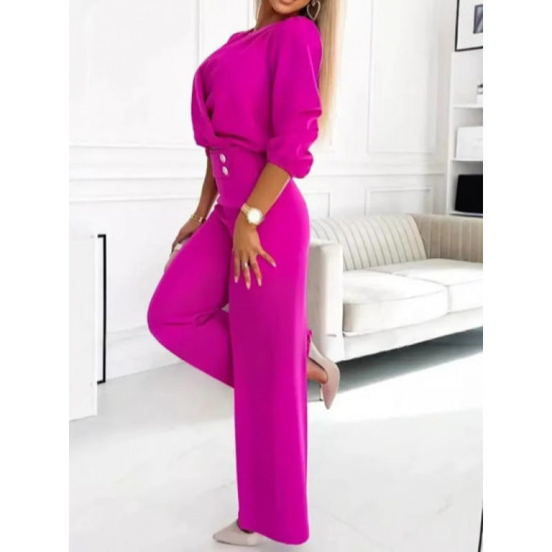 Damen elegantes Jumpsuit mit weiten Beinen