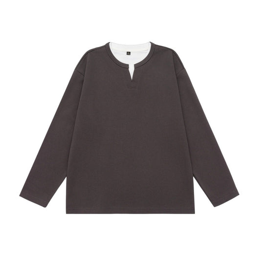 Unisex Oversize-Sweatshirt mit Notch-Ausschnitt und kontrastiertem Kragen-Einsatz Shop Nory