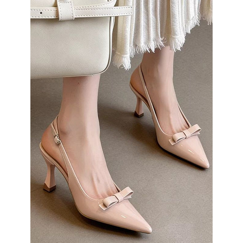 Damen spitze Slingback-Pumps mit eleganter Schleifenverzierung
