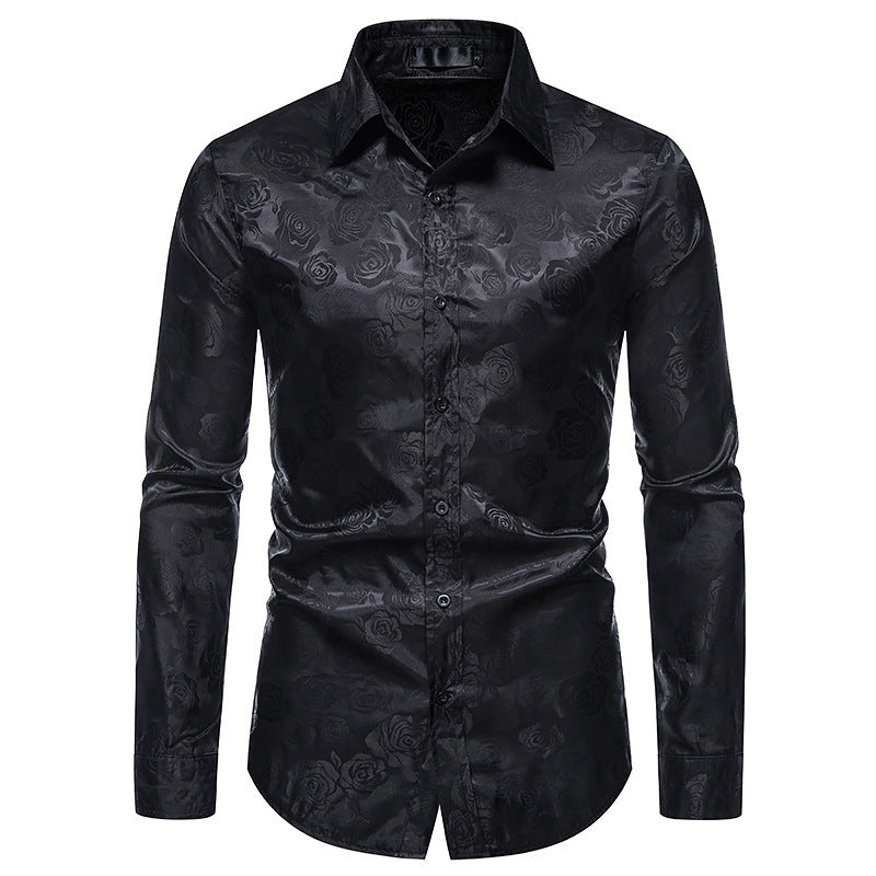 Herren Hemd mit floralen Prägungen und elegantem Glanz