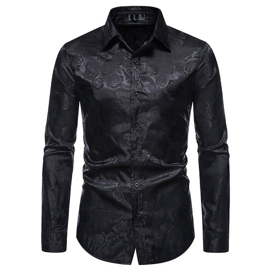 Herren Hemd mit floralen Prägungen und elegantem Glanz