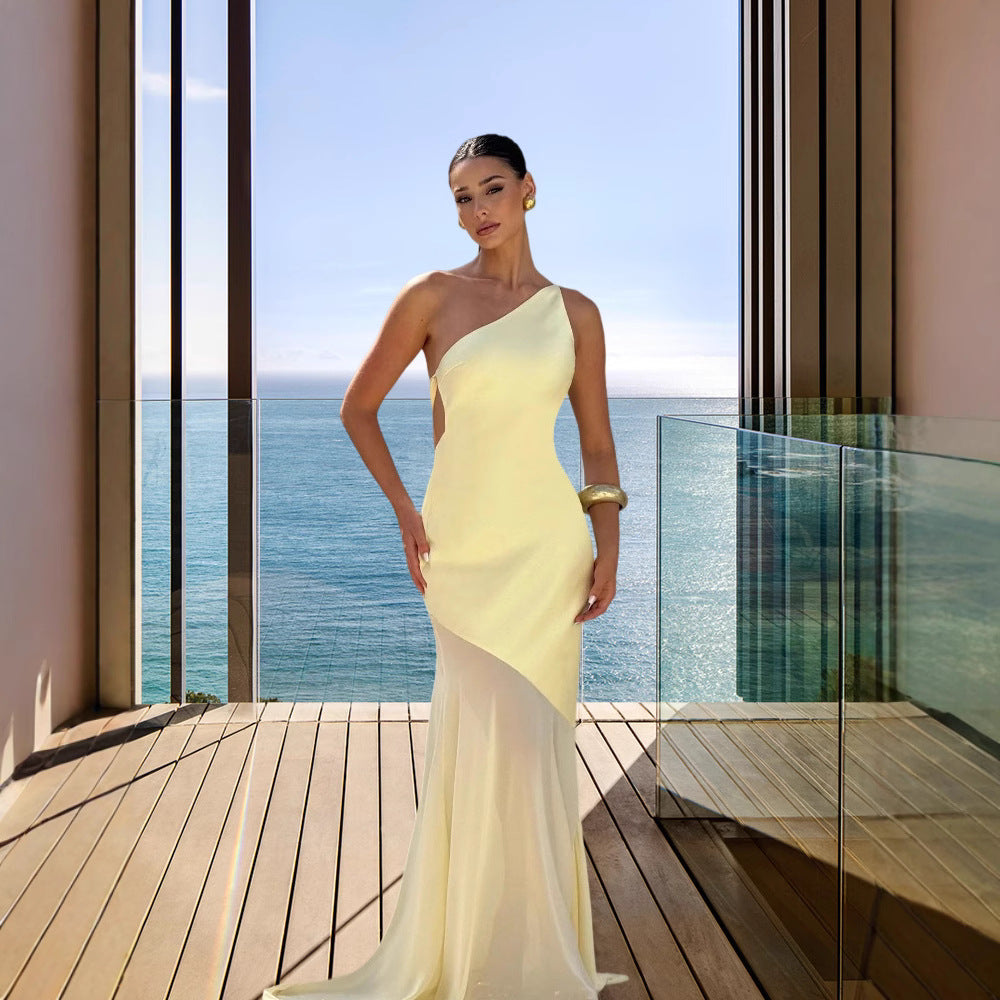 Damen asymmetrisches Abendkleid