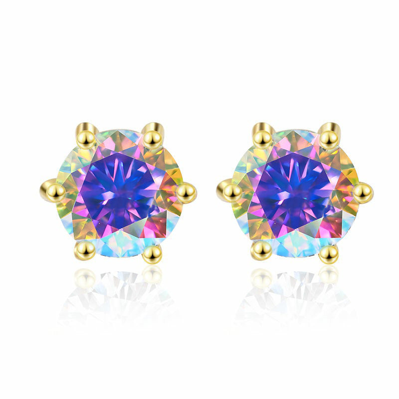 Damen Ohrringe mit funkelnden blauen Kristallen und edlem Goldrahmen Shop Nory