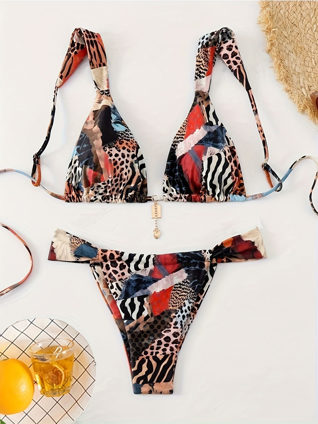 Damen zweiteiliges Tiermuster-Bikini-Set