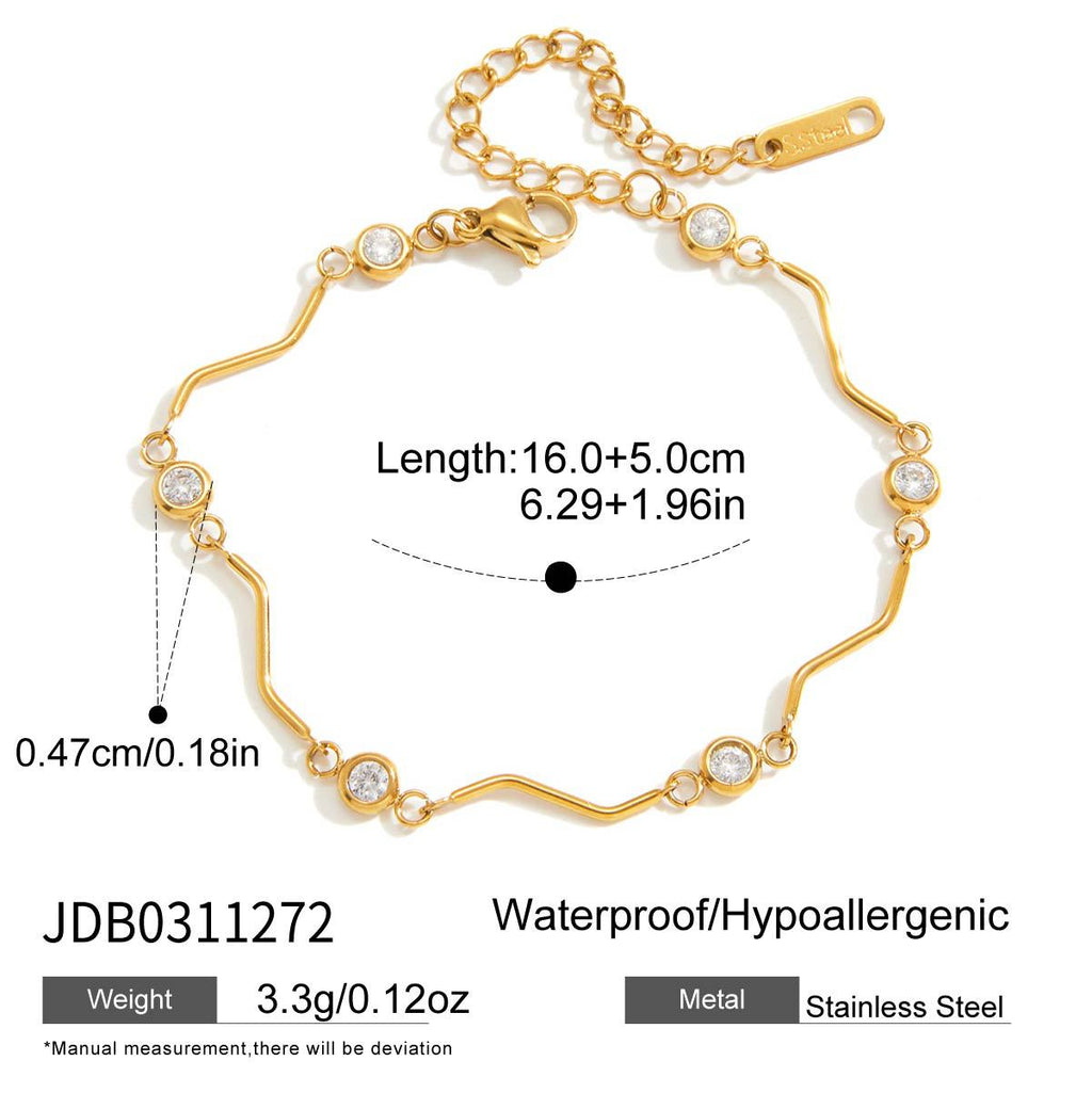 Damen elegantes Armband mit hypoallergenem Edelstahl und funkelnden Kristallakzenten Shop Nory