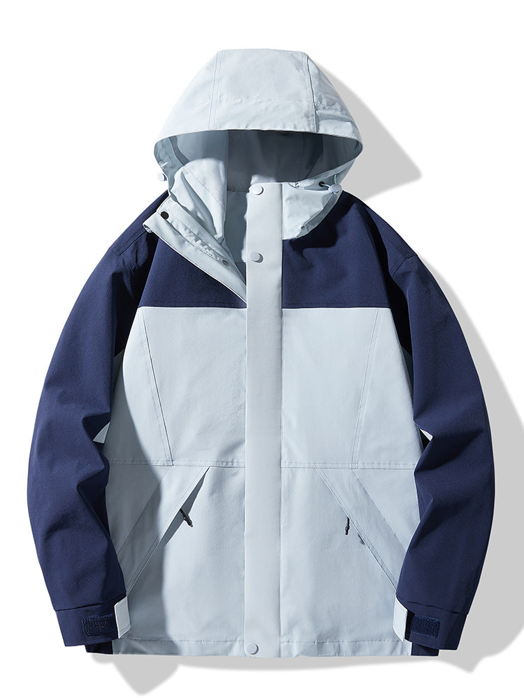 Herren Technische Colorblock Softshell‑Regenjacke mit verstellbarer Kapuze Shop Nory