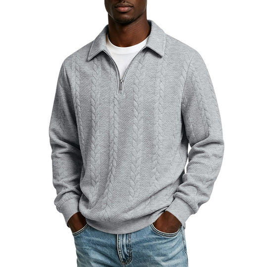 Herren Troyer-Strickpullover mit halbem Reißverschluss und Zopfmuster Shop Nory