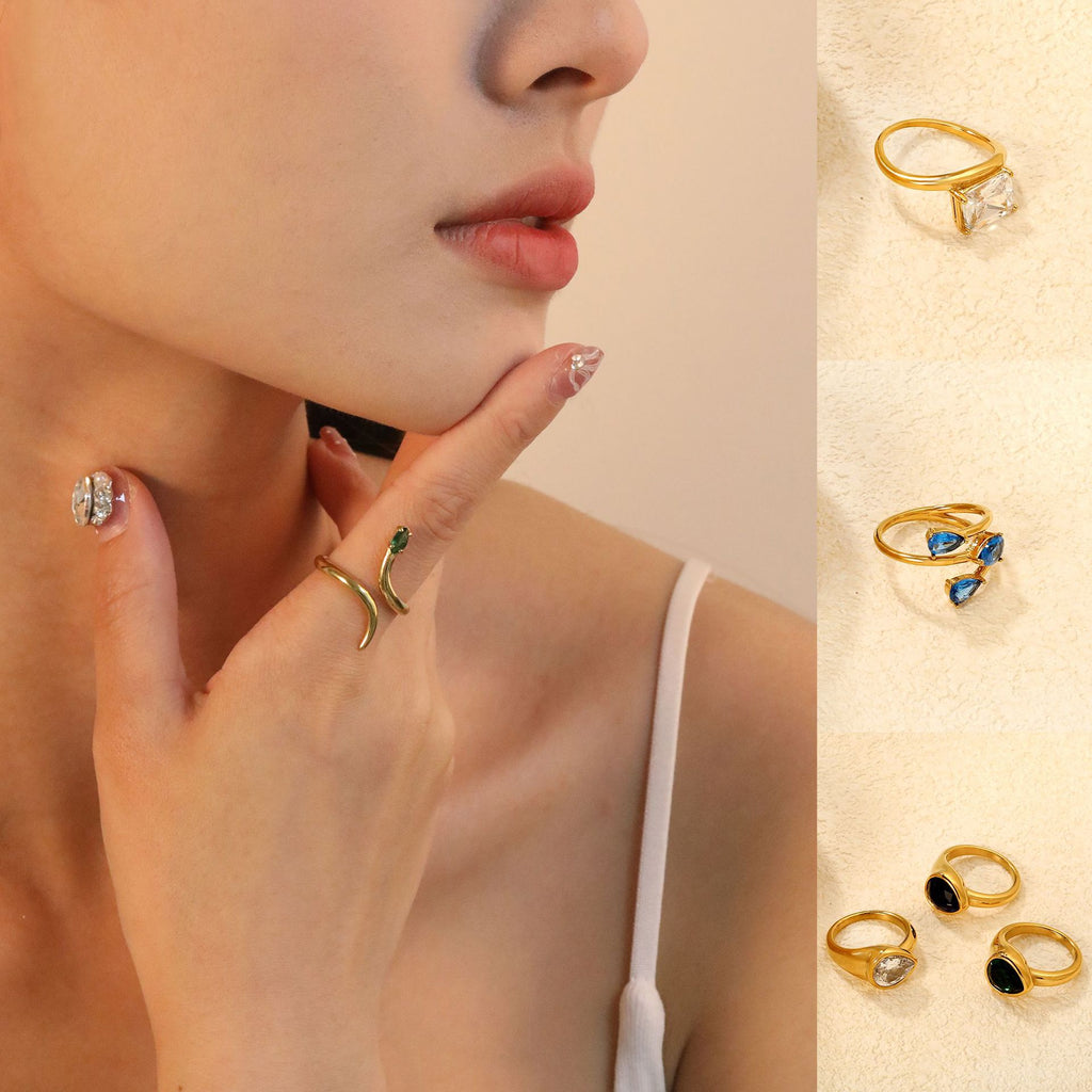 Damen Ring mit elegantem, funkelndem Kristall und hochwertiger Goldoberfläche Shop Nory