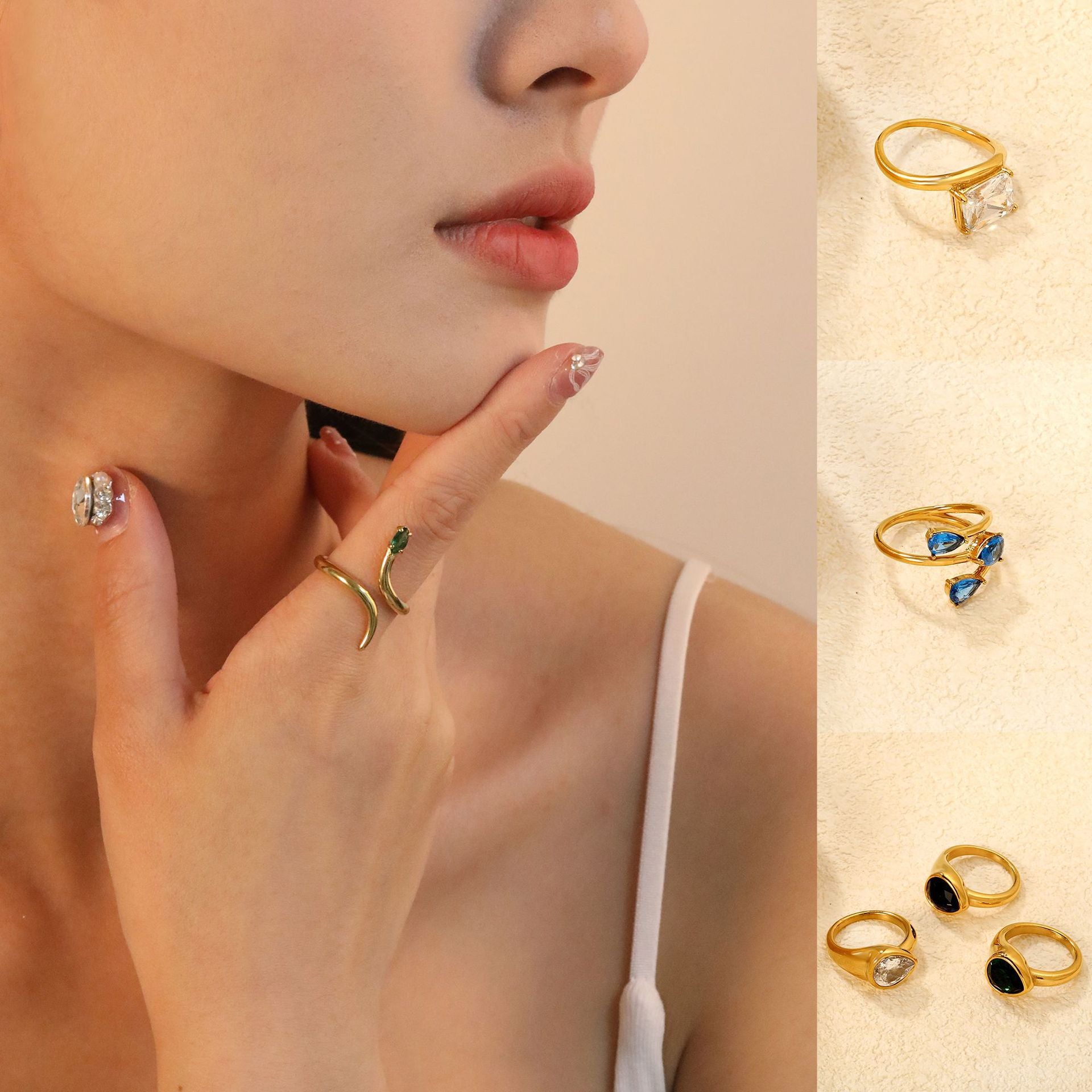 Damen Ring mit elegantem, funkelndem Kristall und hochwertiger Goldoberfläche Shop Nory