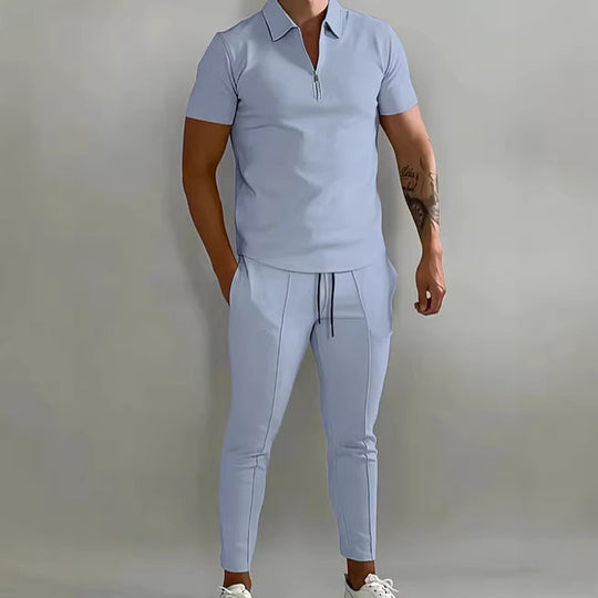 Herren Sportlicher Kurzarm Poloshirt und Hose Set