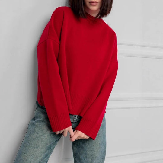 Damen Bequemer Strickpullover mit Rundhalsausschnitt