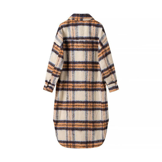 Damen Oversize-Hemdkleid-Mantel aus Wollmix mit Karomuster Shop Nory