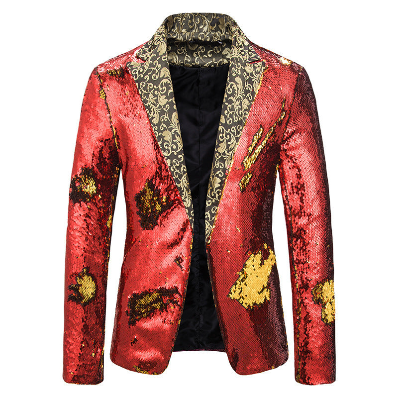 Herren extravagante Pailletten-Blazerjacke