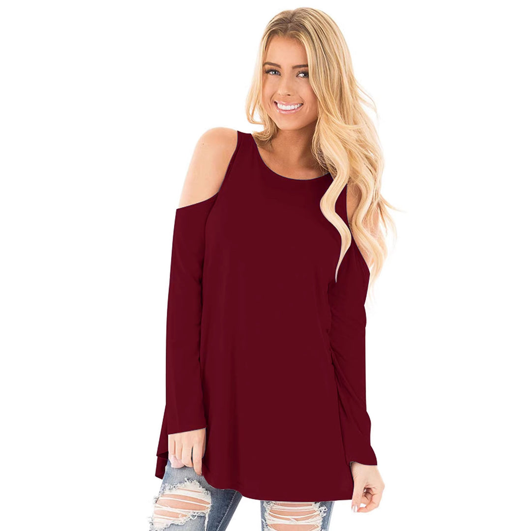 Damen Langarm-Tunika mit Cut-Out-Schultern und weiter Passform Shop Nory